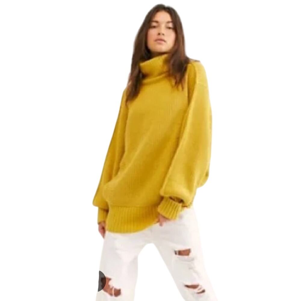 Free People Cocoa Oversized Tunic Cowl Neck Sweater size M